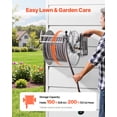thumbnail image 2 of VEVOR Wall Mounted Garden Hose Reel, Holds 150 ft 5/8-inch Water Hose Winder, Heavy-Duty Stainless Steel, Outdoor Manual Reel with Brass Fitting & Hose Guide, Space Saving, for Yard Lawn Garage, 2 of 9