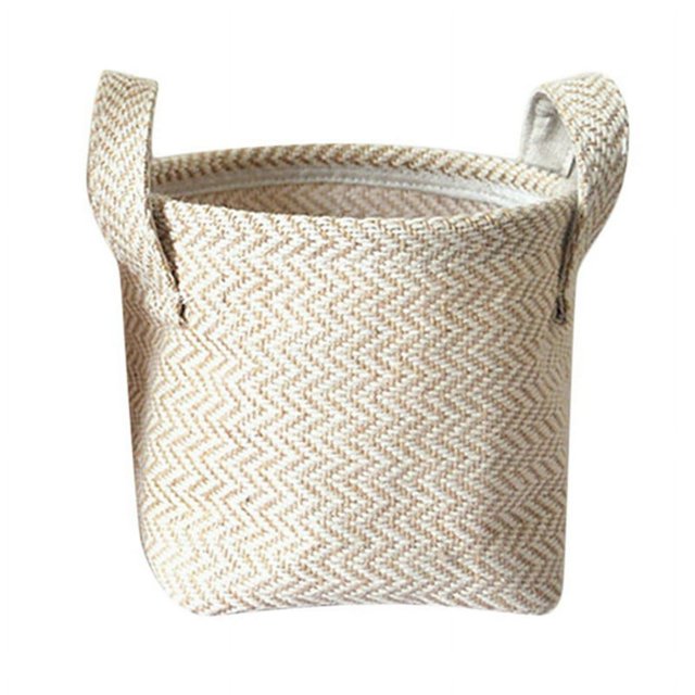 POINTERTECK Promotion clearance! Household DIY Handmade Woven Flower Pot Jute Cloth Simple Desktop Storage Basket B L