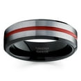 thumbnail image 2 of Red Tungsten Wedding Band Red Wedding Band Men & Women Black Tungsten Ring Comfort Fit, 2 of 2