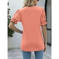 thumbnail image 5 of Womens Top Square Neck Ruffled Cuffs Sleeve Casual Loose Blouse T Shirts, 5 of 6