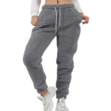 

Avamo Fuzzy Fleece Pajama Lounge Pant for Women Workout Jogger Plush Sweat Pant Plus Size Fluffy Sleepwear Pjs Bottom Pocket