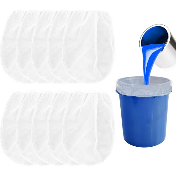 Paint Straining Bags, 5-Gallon Paint Filter with Elastic Cord, Fine Mesh Nylon Strainer for Painting & Gardening, Pack of 10