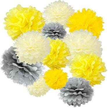 Floral Reef Paper Tissue Pom Poms Assorted Color 12 pack (Yellow Honey)