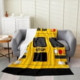thumbnail image 2 of School Bus Print Flannel Fleece Throw Blanket, Yellow Bus Pattern Bed Blanket, Fuzzy Plush for Bed & Sofa, 30x40, 2 of 6