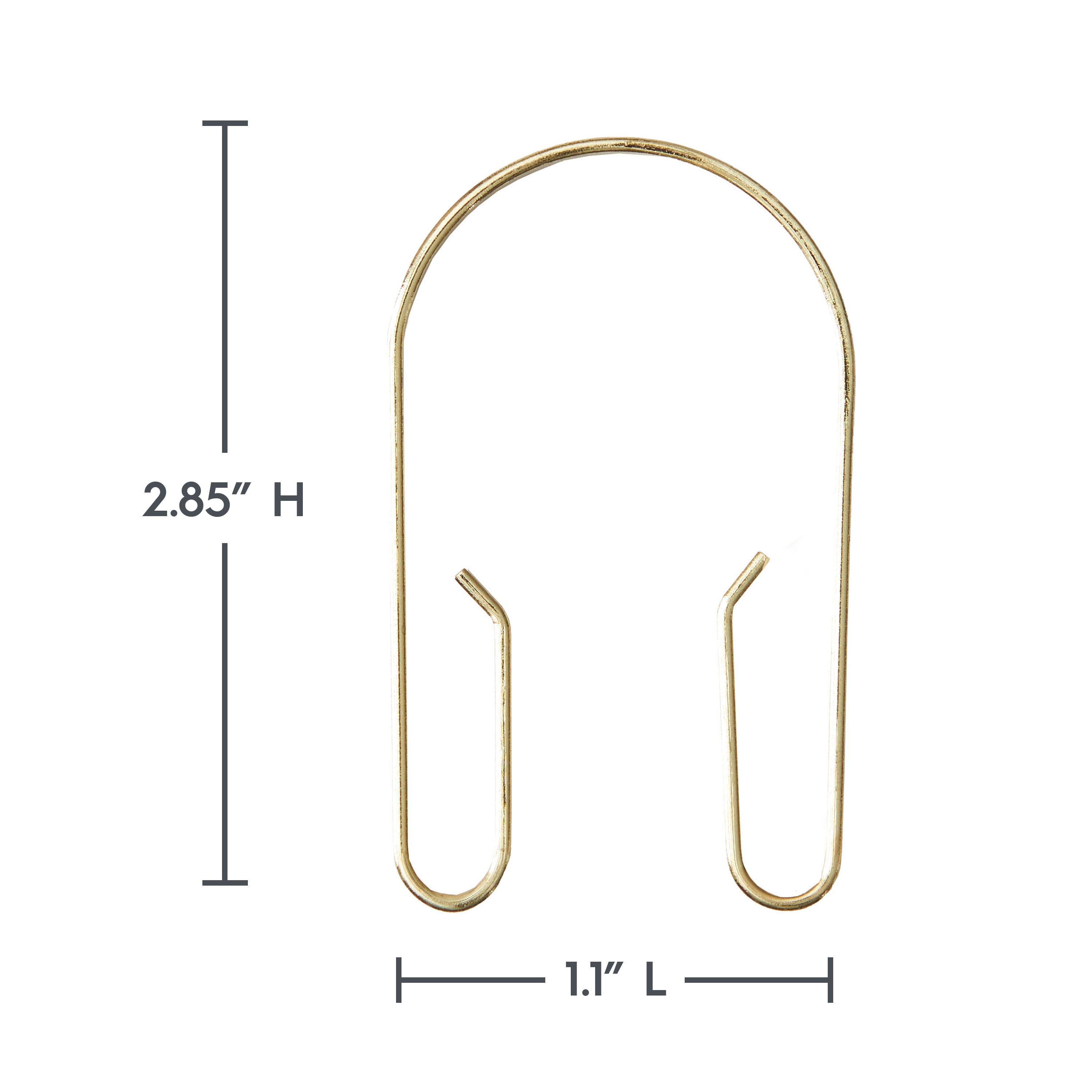 Better Homes & Gardens U-Shape Rustproof Stainless Steel Double Shower Hooks, Brass, Set of 12