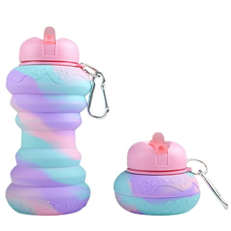 

Collapsible Water Bottles | BPA Free Silicone Water Bottles | Expandable Water Bottle Sports Cups with Carabiner Foldable Water Bottles for Student Toddler Sports Travel