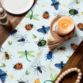 thumbnail image 4 of Table Runner - 48 Inch Long, Spring Butterfly Dragonfly Kitchen Dining Table Runner Dresser Scarves, Rustic Botanical Floral Teal Green Farmhouse Decor for Coffee Tables Wedding Party Banquet, 4 of 8