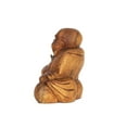 thumbnail image 5 of G6 Collection 4.5" Wooden Mini Laughing Happy Buddha Statue Hand Carved Smiling Sitting Sculpture Handmade Figurine Decorative Home Decor Handcrafted Art Decoration, 5 of 6