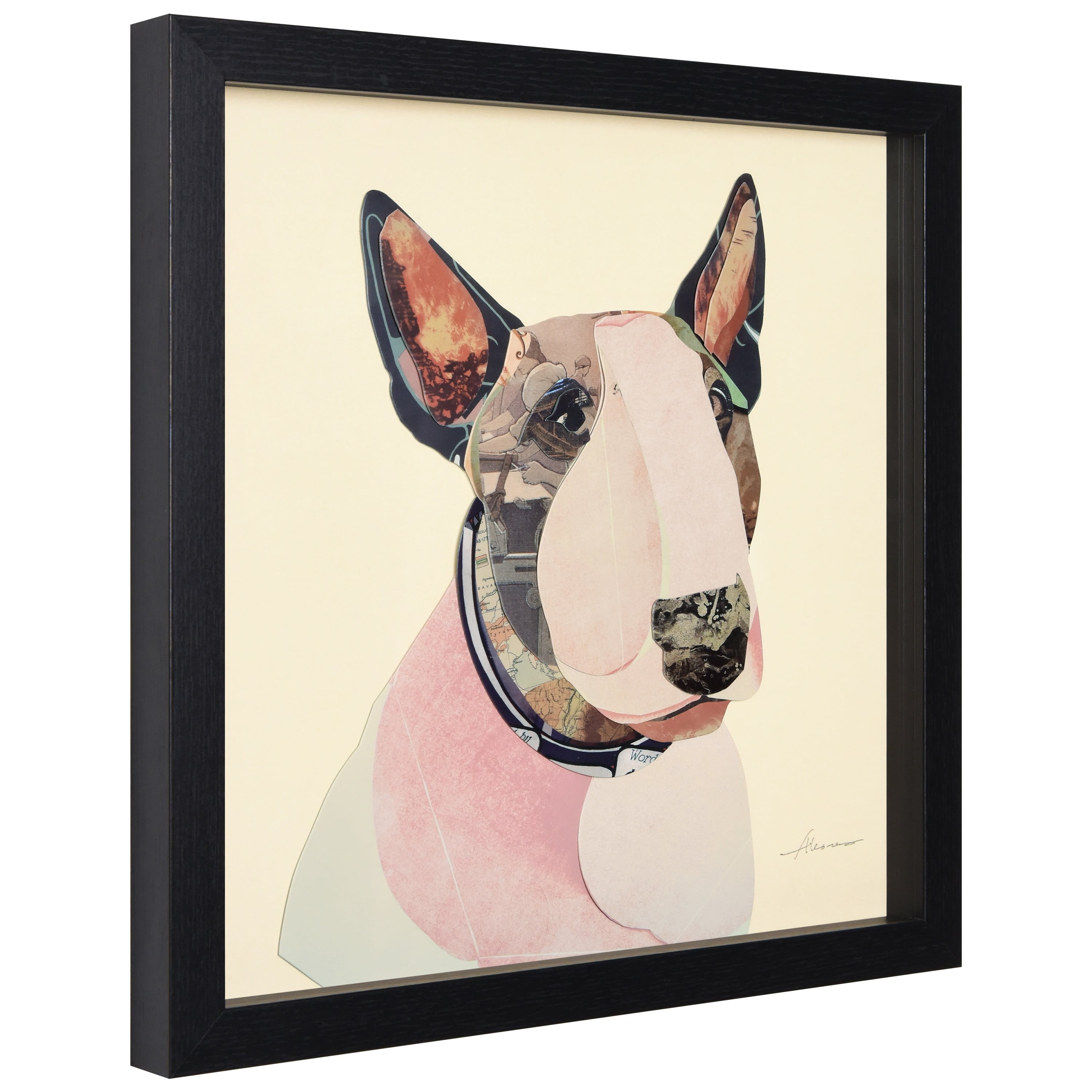 Empire Art Direct American Bull Terrier Dimensional Collage Framed Graphic Art Under Glass Wall Art, 17" x 17" x 1.4", Ready to Hang