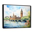 thumbnail image 2 of Designart "London Landmark Big Ben Skylines III" Cityscapes Framed Wall Art - Industrial Green London Living Room Framed Canvas Art, 2 of 6
