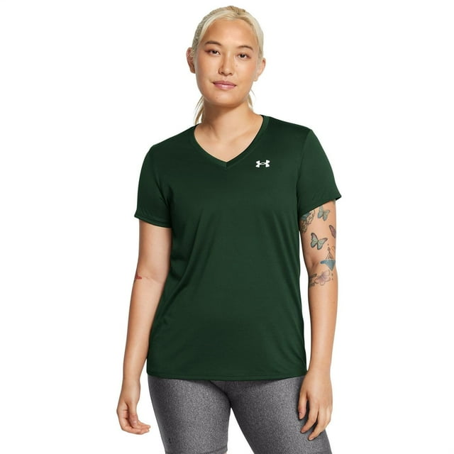 Camiseta Under Armour Tech para mujer, manga corta, cuello en V, verde