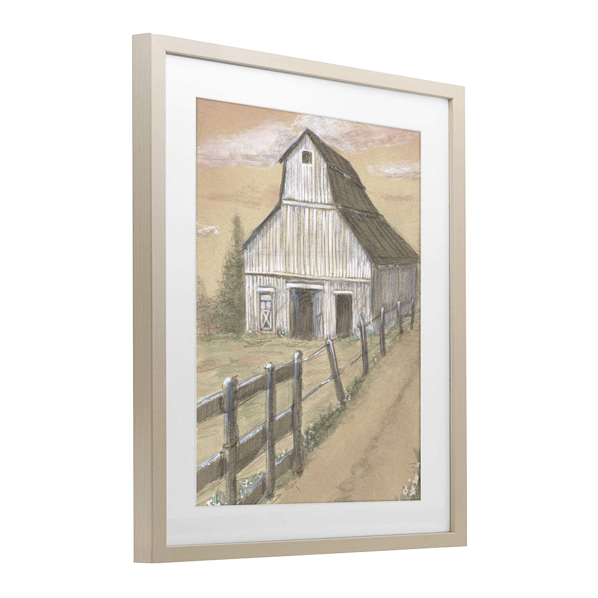 Stupell Industries Barn Fence Drawing Birch Framed Print Under Glass, design by Patti Bishop