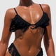 thumbnail image 5 of Trajes de baño triangulares para mujer, conjunto de bikini con borlas y tirantes finos de dos piezas con aros Negro L, 5 of 7