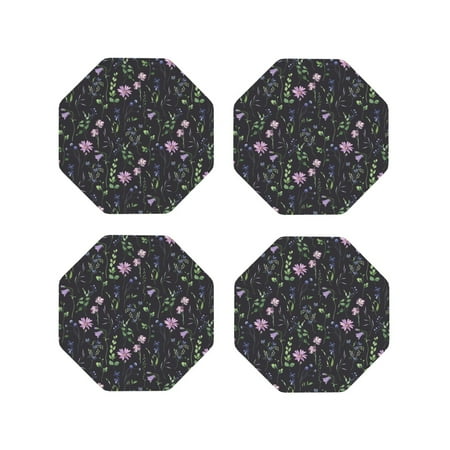

Tideii Watercolor Wildflower 1 for Leather Coasters 4 Pieces Anti-fouling and Anti-scalding Decorative Coasters Suitable for Restaurants Kitchens Coffee Shops-Octagon