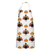 Happy Thanksgiving Turkey Fall Pumpkin Apron-Garden Aprons for Women with Pockets-Cotton Linen Waterproof Kitchen Cooking Gardening Aprons Adjustable for Kitchen,Cooking,BBQ and Salon 33"x27"