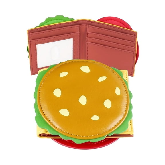 Funny Wallet for Women Men, Burger Wallet PU Leather Hamburger Purse with Card Holder & Zipper Coins Pocket, Cute Wallet Blocking Bifold Purse