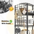thumbnail image 5 of REIBII 5-Tier Metal Shelving Unit with Side Mesh & Hooks,Adjustable Wire Storage Rack,Narrow Pantry Shelf Organizer for Kitchen,Laundry,Garage,Bathroom,Black, 5 of 10