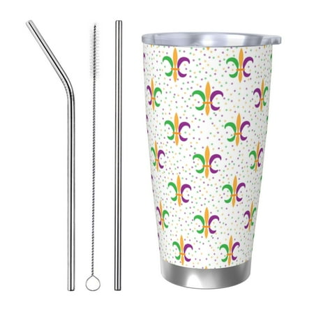 

Qekee Mardi Gras Carnival1 Print 20OZ Car Cup Stainless Steel Vacuum Insulated Tumbler Tumbler Cup With Lid And Straw Travel Coffee Mug-Straw Three-piece Set