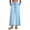 Blue, variant on Womens Solid Linen Side Split Lace Fringe Wide Leg Pants Bohemian Resort Casual Brown S