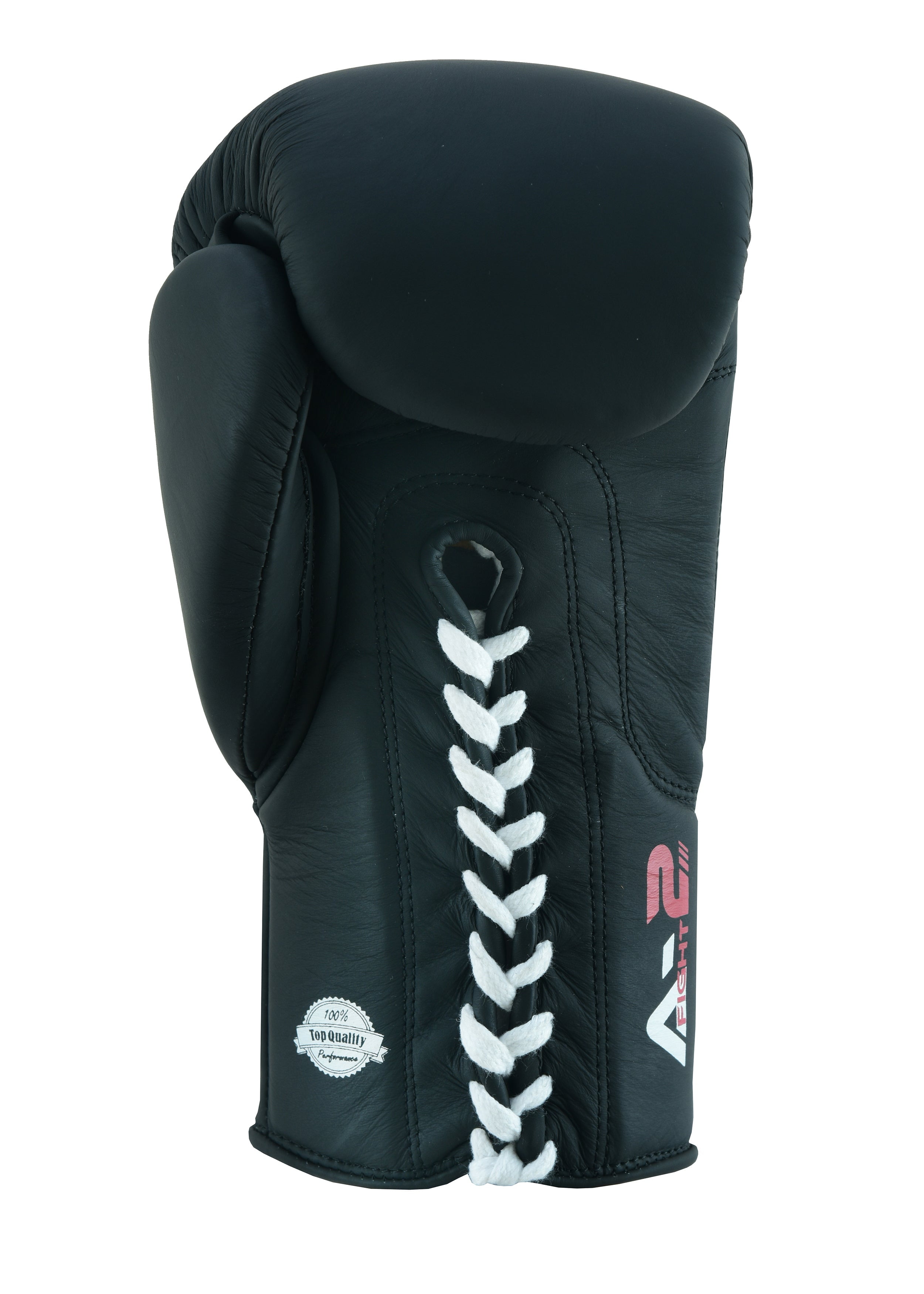 Fadi Sports A2 Lace-Up Boxing Gloves, for Training & Sparring, Matte Cowhide Leather, Black - 16 oz