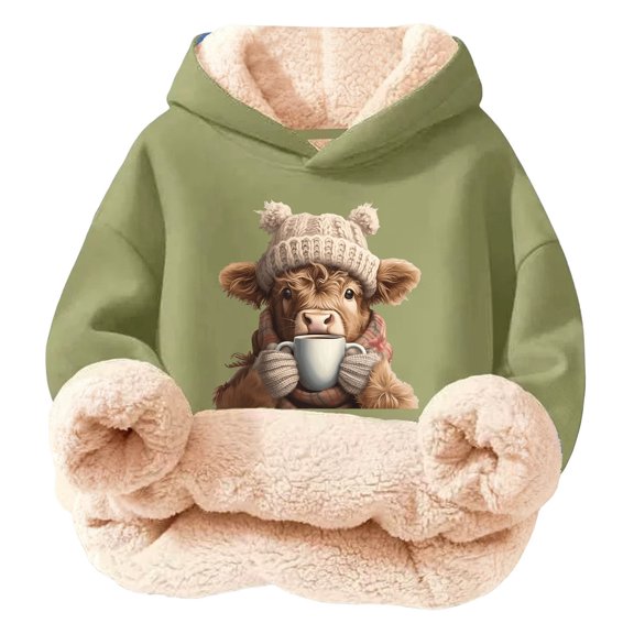 Big Girls Hoodies with Print Designs Long Sleeved Sweatshirt Tops Size 9-10T , Green
