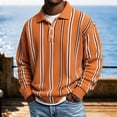thumbnail image 5 of Zynoxe Men's Striped Sweatshirt with Elastic Ribbed Cuffs Classic Lapel Collar Sweatshirt for Men Loose Drop Shoulder Long Sleeve Pullover Top Fashionable Color Block Fall Sweatshirt 2XL, 5 of 8