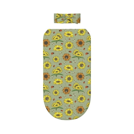 

Lafuoo Sage Green With Sunflowers Pattern 0-6 Months Newborn Swaddle Bag Headband Set for Girls Clothes Baby Care Products