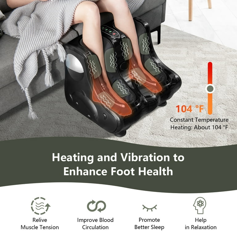 Costway Leg Massager Shiatsu Kneading Rolling Vibration Heating Foot Calf  Black
