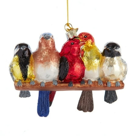 Kurt Adler Nobel Gems Collection Glass Christmas Ornament, Songbirds on a Branch