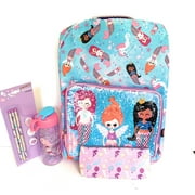 Flip Sequin Mermaid Backpack with Waterbottle, Pencils and Pencil Pouch for Girls