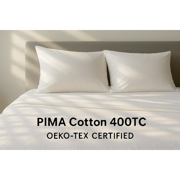 My Bed Linens 100% Certified PIMA Cotton, 400TC, Long Staple, Breathable, Soft, Luxurious, White Twin Sheet Set