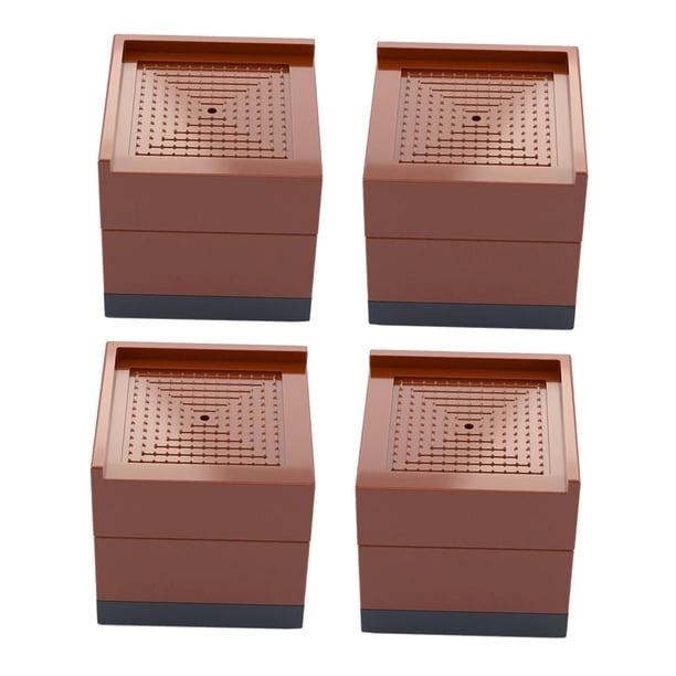 4 elevadores de cama o elevadores de muebles, elevadores de cama duraderos, muebles cuadrados negros Marrón pequeño