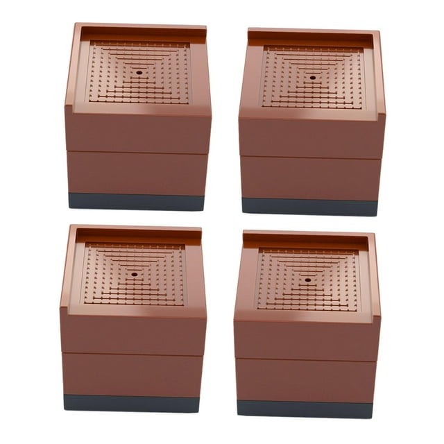 4 elevadores de cama o elevadores de muebles, elevadores de cama duraderos, muebles cuadrados negros Marrón pequeño