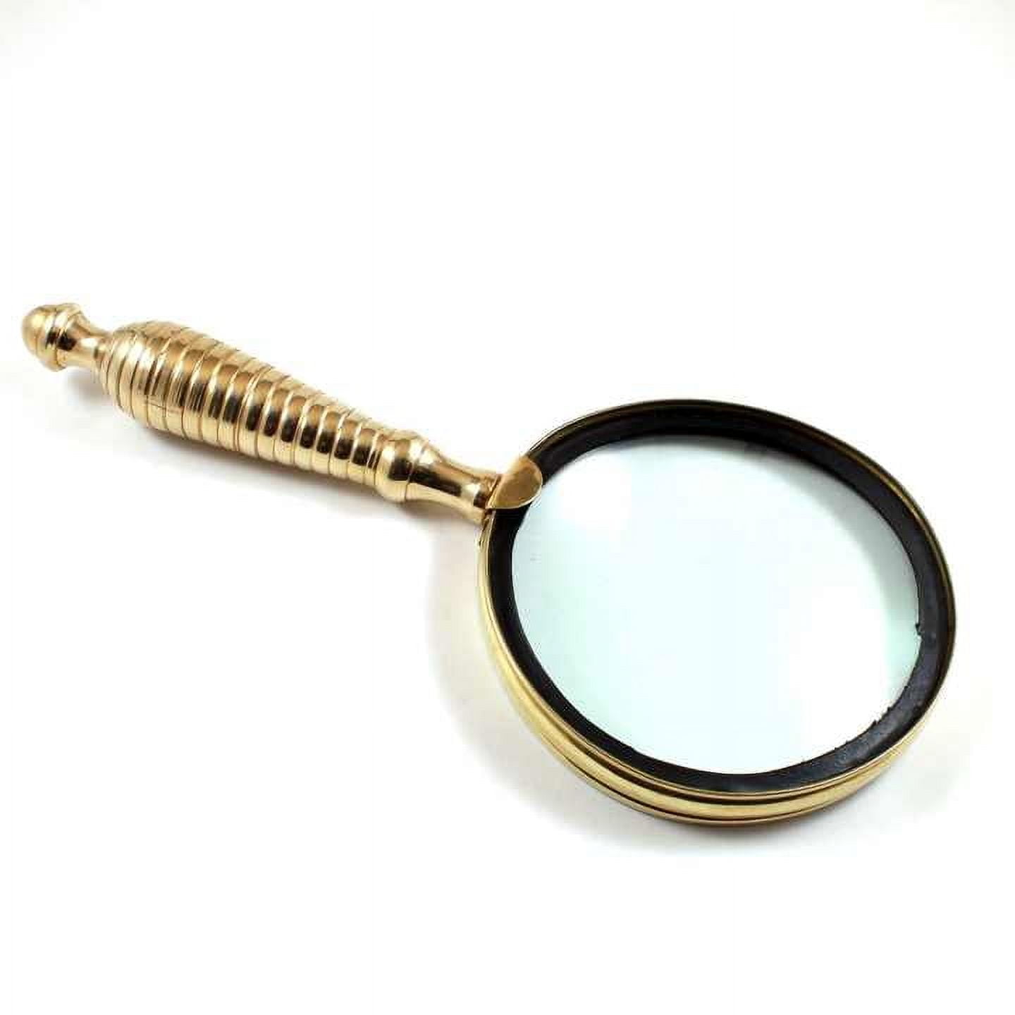 Maritime Treasures Classic Nautical Designer Gold Magnifying Glasses Handheld Decorative Brass Magnifier Glass Made of Metal and Alloy