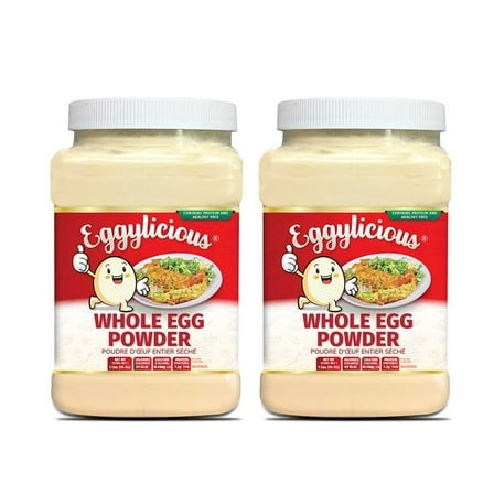 Eggylicious - PACK of 2 - Whole Egg Powder, Dried Natural Protein Powder, Made from Fresh Eggs, White & Yolk mixed, Pasteurized, Non-GMO, No Additives, Used for Baking Icing,1lbs(16oz)
