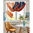 thumbnail image 3 of Waterfall Valances for Windows, Navy Blue Burnt Orange Kitchen Sheer Valance Curtains, Geometric Modern Boho Art Rod Pocket Elegant Swag Valances for Living Room Bedroom, 47.2"x38.5", 1 Panel, 3 of 8