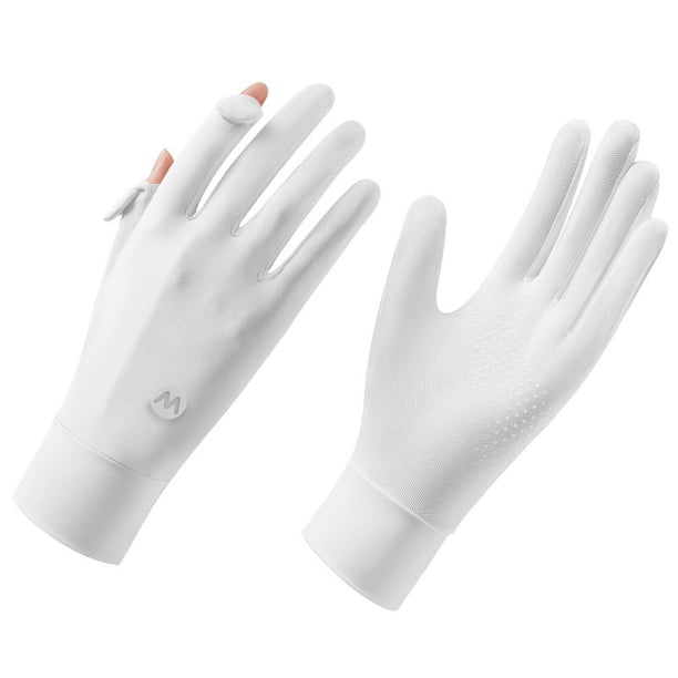 Guantes de protección solar para mujer, de verano, para exteriores, protección solar, finos, transpirables, antideslizantes, de hilo crudo, con fugas en los dedos, guantes deportivos para montar