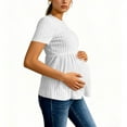 thumbnail image 4 of PiGOGI Women's Maternity Loose Round Neck Short Sleeve T-Shirt Casual Summer Top Plus Size Comfortable White XL, 4 of 6