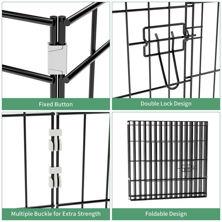 Zephypaws 24" H Foldable Dog Playpen with Lockable Door for Small Dogs, Portable 8-Panel Pet Exercise Pen Puppy Fence, Metal Wire Pet Play Yard for Indoor and Outdoor Use, Black