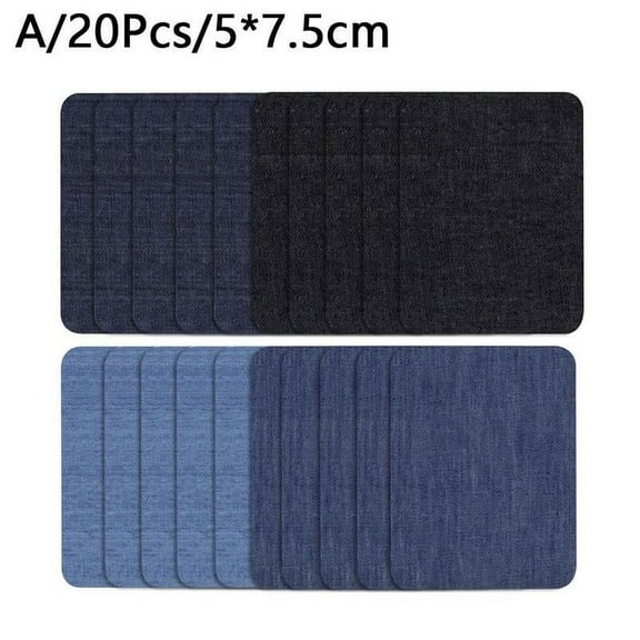 20PCS DIY Iron on Denim Patches Jeans Clothing Repair color Kit four U7G3