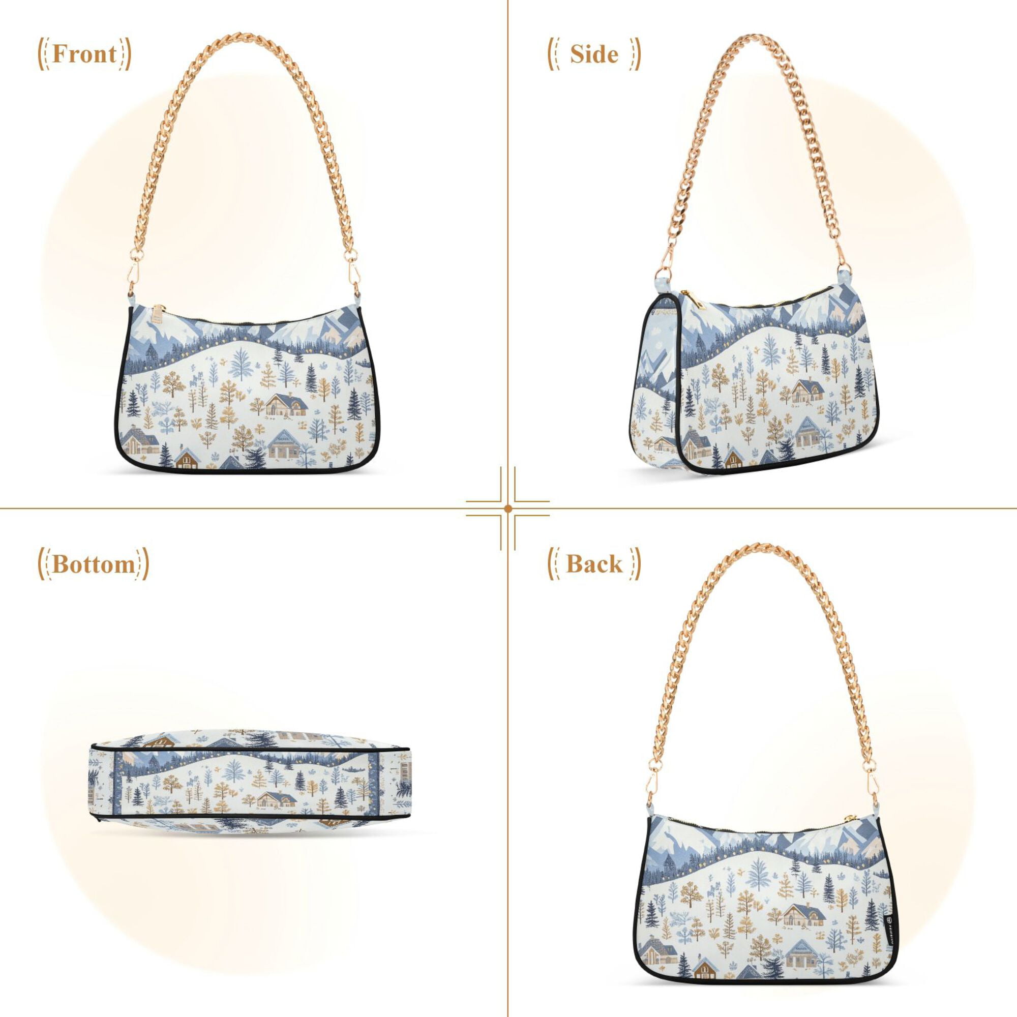 FORMRS Womens Shoulder Bag with Chain Strap Clutch Purse Cute Tote Handbag, Light Blue Mountain