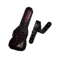 thumbnail image 1 of PAQUETE Estuche para guitarra eléctrica Funda para guitarra Gig bag, guitar case para trasporte y protección, color negro bordes rojos + Tahali strap correa Kidam LISO NEGRO, 1 of 4