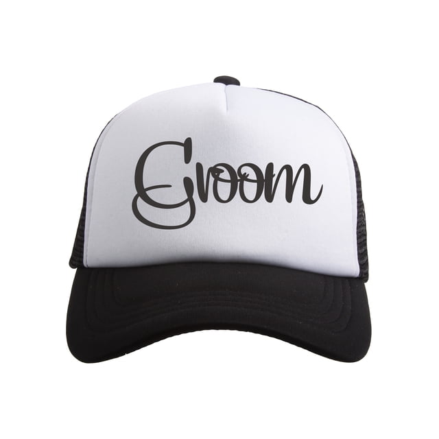 Gravity Threads Wedding Squad Adjustable Trucker Hat - Groom - Black/White