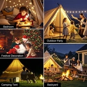 Rechargeable Camping String Lights 32.8ft Outdoor LED Lights with RGB & Warm White