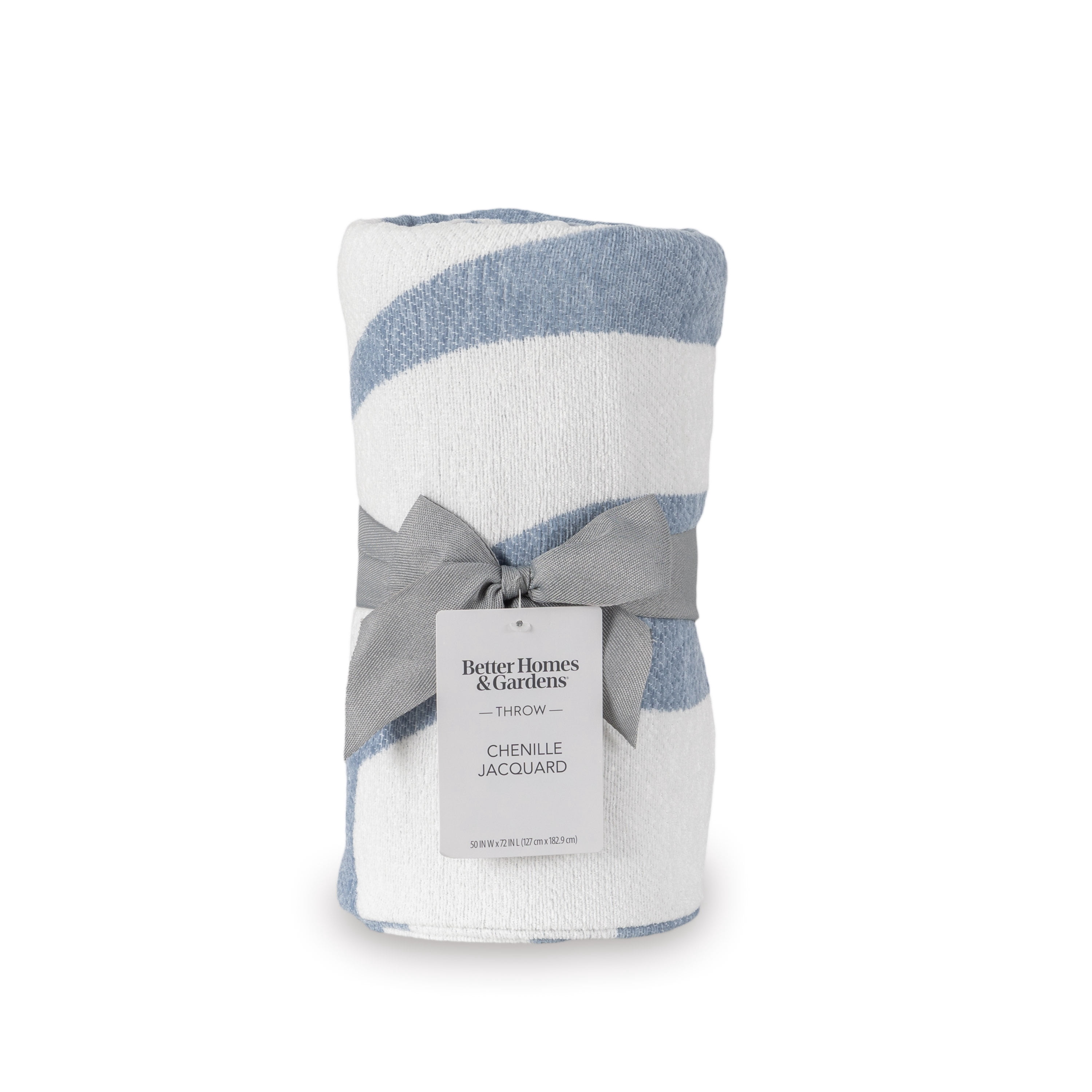 Better Homes & Gardens Jacquard Chenille Soft Throw Blanket, Blue Silver