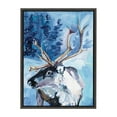 thumbnail image 2 of Kate and Laurel Sylvie Colorful Majestic Reindeer In Snow Framed Canvas Wall Art by Rachel Christopoulos, 18x24 Gray, Winter Christmas Reindeer Art for Wall, 2 of 6