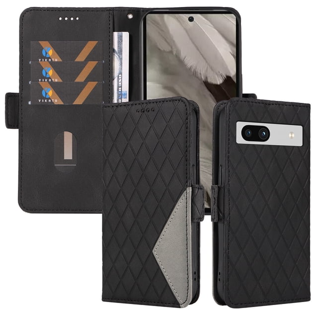 Compatible with Google Pixel 7A PU Leather Wallet Case with Card Holder Magnetic Closure Cover