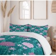 thumbnail image 6 of Ambesonne Peony Duvet Cover Sets, Rose Family Pointy Petals, 2-King, Teal and Pale Mauve, 6 of 7