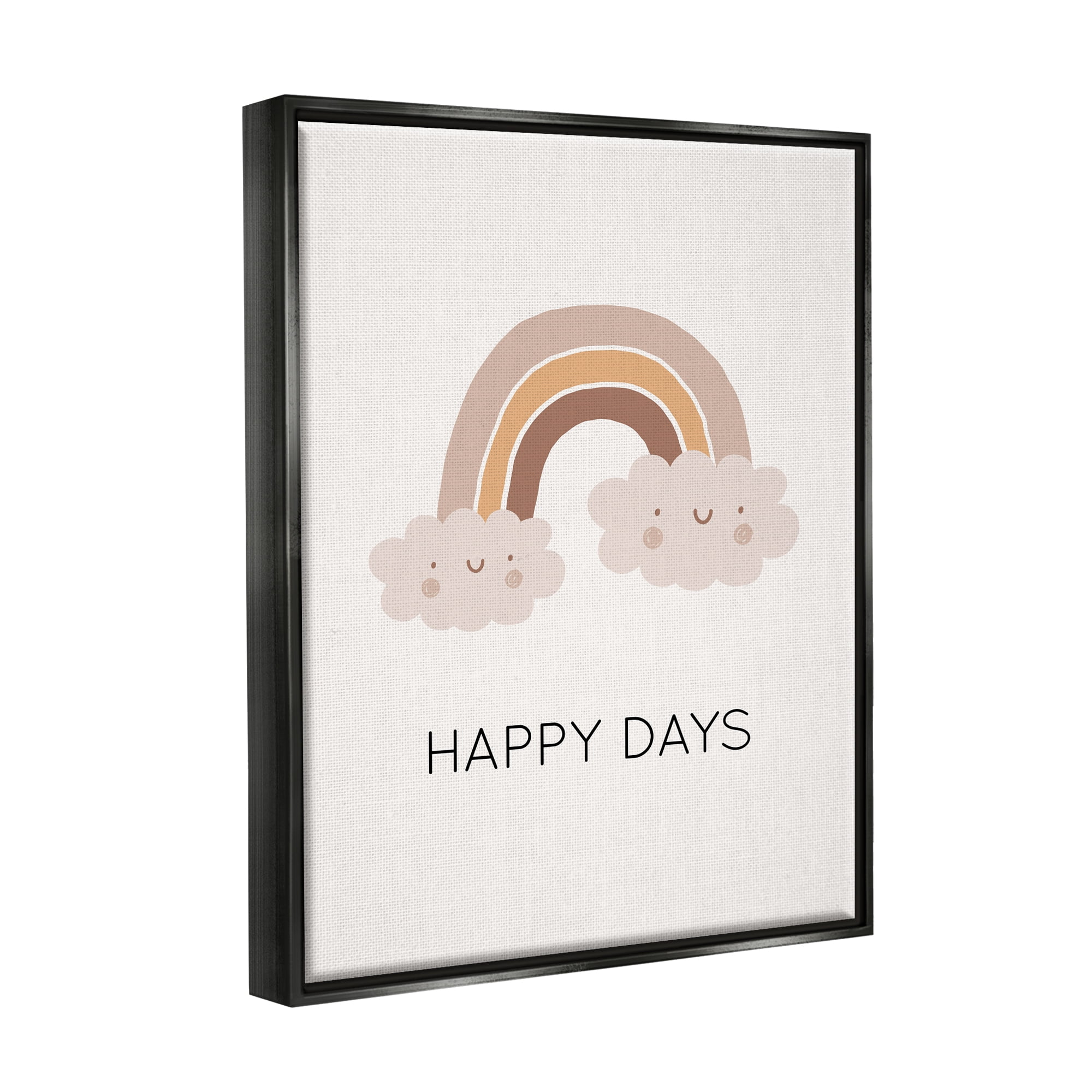 Stupell Industries Happy Days Rainbow Nature Painting Black Floater Framed Art Print Wall Art, 17 x 21