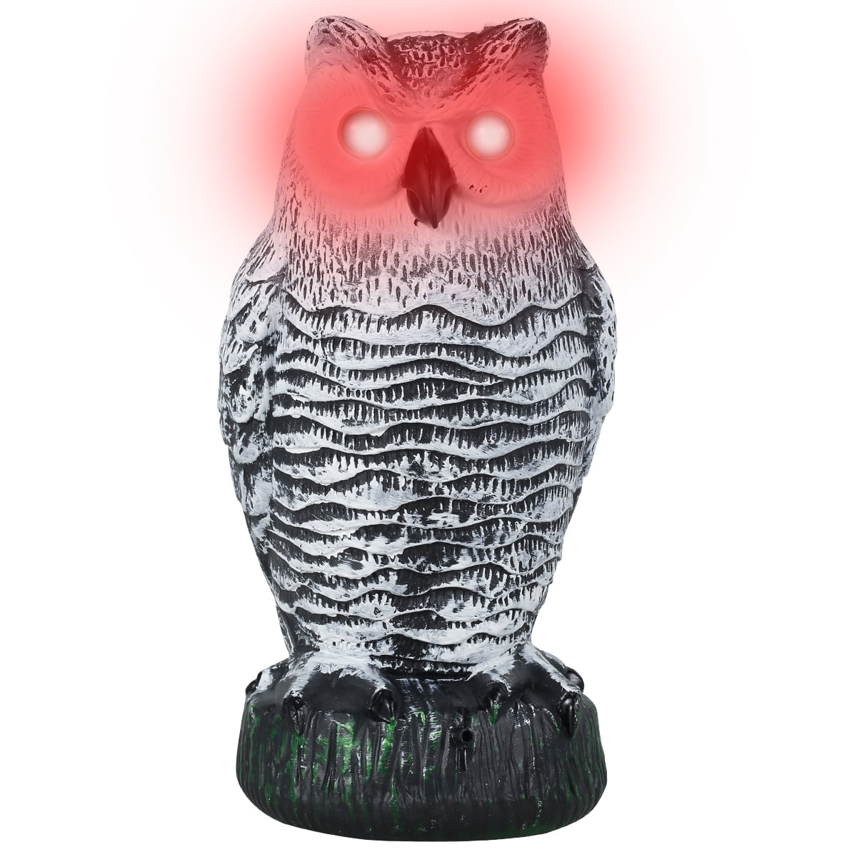 OROMYO Owl Decoy Waterproof Fake Owl Scarecrow with Flashing Eyes and